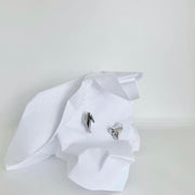 CRUMPLED PAPER EARRINGS - SILVER